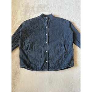Blank NYC Quilted Jacket Snap Front Pockets Casual Coat Blue Large‎